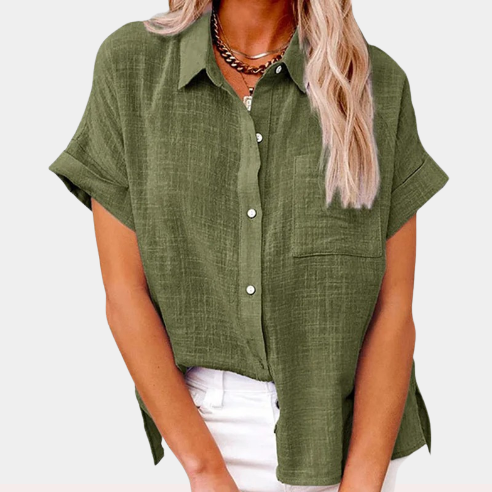 Women's Lightweight Shirt with Front Pocket and Short Sleeves