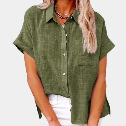 Women's Lightweight Shirt with Front Pocket and Short Sleeves