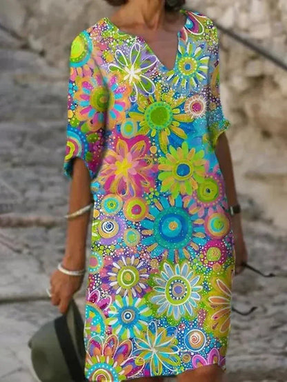 Women's Evening Dress with Floral Design and Tummy Control