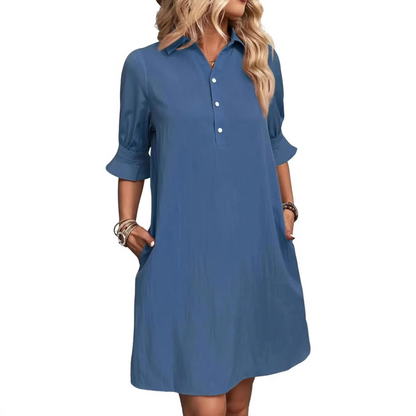 Women's Midi Dress with Side Slit and Fitted Design