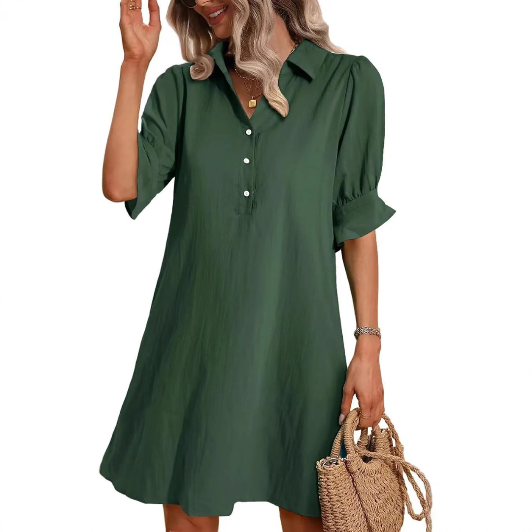 Women's Midi Dress with Side Slit and Fitted Design