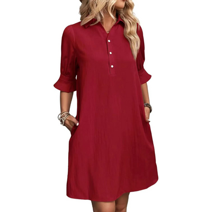 Women's Midi Dress with Side Slit and Fitted Design