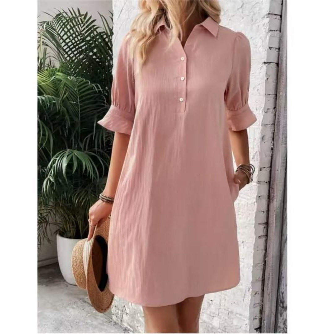 Women's Midi Dress with Side Slit and Fitted Design