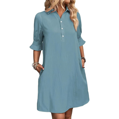 Women's Midi Dress with Side Slit and Fitted Design