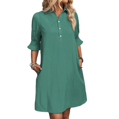 Women's Midi Dress with Side Slit and Fitted Design