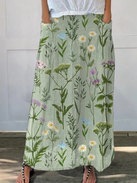 Cora | Printed Pocket Skirt with Spring Field Pattern