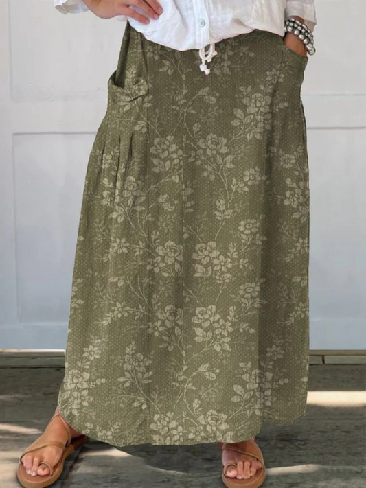 Gemma | Floral Pocket Skirt with Elastic Waistband and Versatile Style