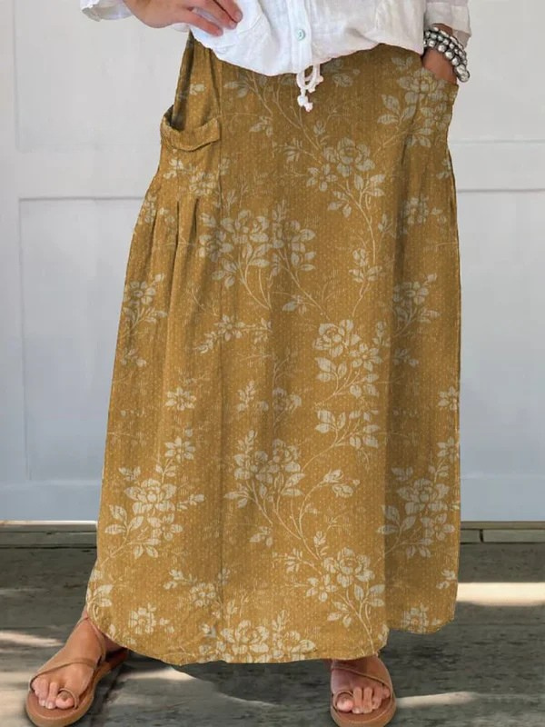 Gemma | Floral Pocket Skirt with Elastic Waistband and Versatile Style