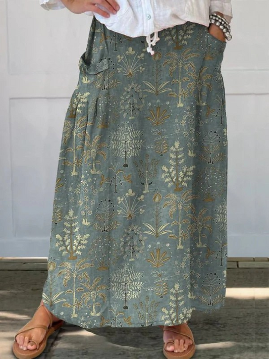 Adeline | Printed Skirt with Elastic Waistband and Pockets