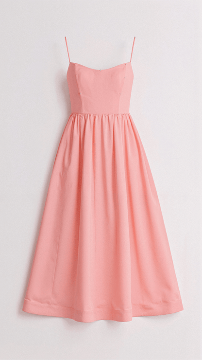 Women’s Satin Midi Evening Dress – Luxurious Flowing Charmeuse Crepe Georgette Spaghetti Strap Dress