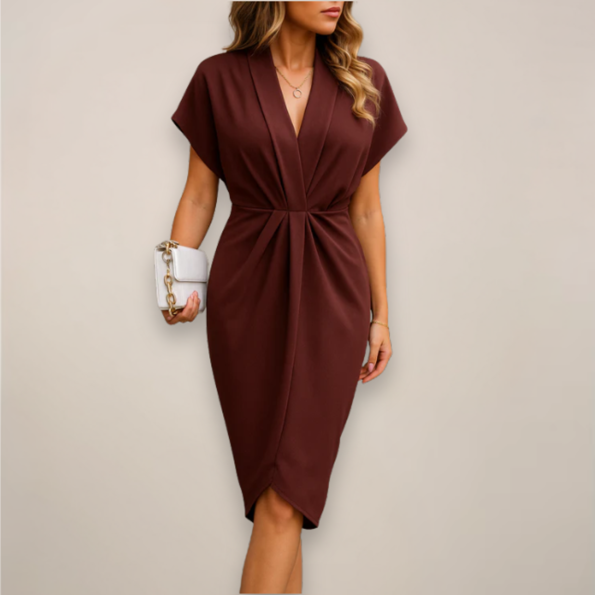 Luxurious Adjustable Wraparound Premium Crepe With Effortless Draped Silhouette Dress
