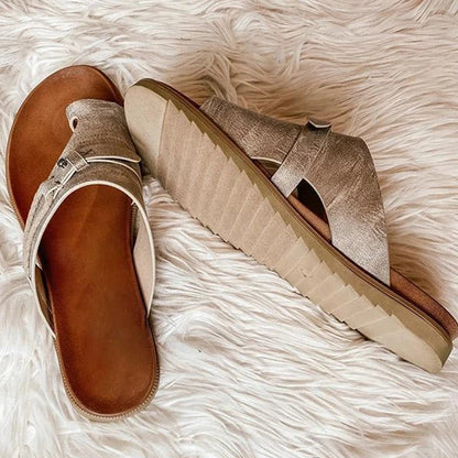 Women's Flat Toe Ring Sandals with Slip-On Design and Boho Style
