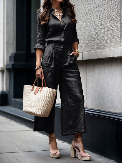 Autumn | Capri Pants Set with Loose Fit and Lightweight Fabric