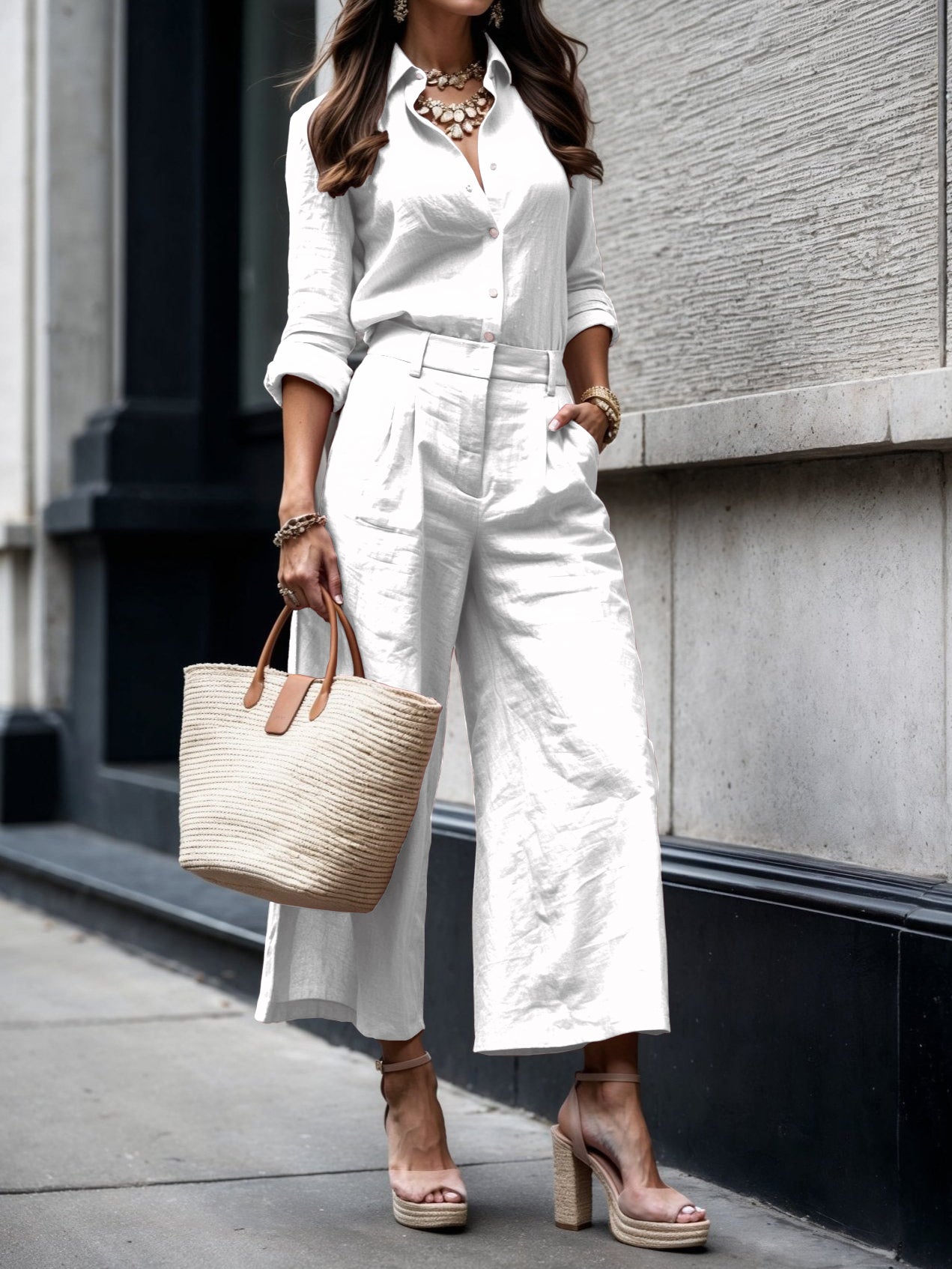 Autumn | Capri Pants Set with Loose Fit and Lightweight Fabric