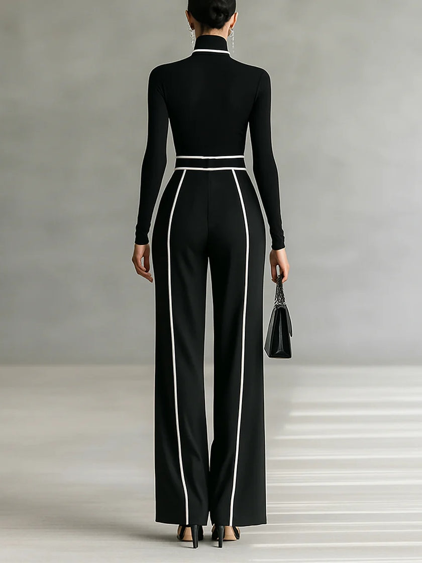 Cassidy | High-Neck Top with Wide-Leg Trousers and Belt