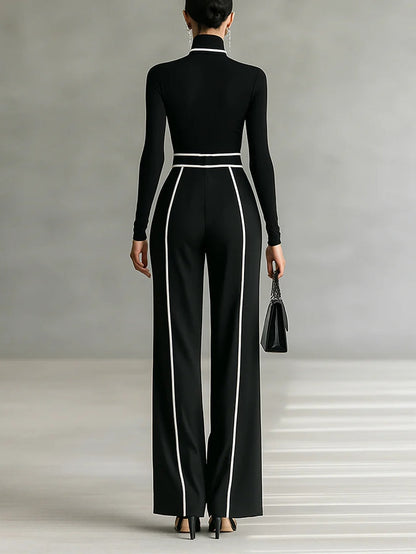 Cassidy | High-Neck Top with Wide-Leg Trousers and Belt