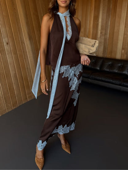Jolie | Lace Panel Top and Skirt Set with Stylish Design