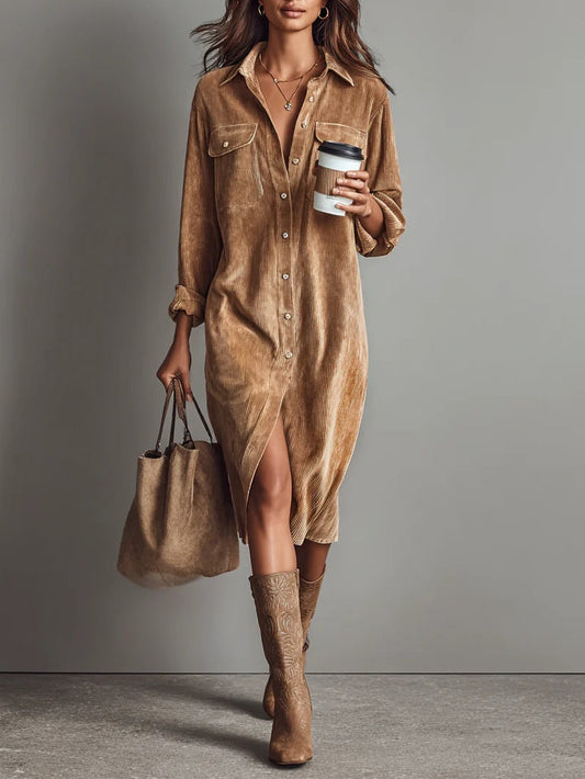Effortlessly Elegant Flared Hemline Luxurious Velvet Crepe Weave Everyday Wear Dress