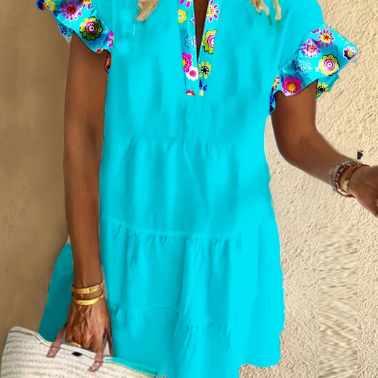 Women's Flowy Cocktail Dress with Adjustable Straps and A-Line Silhouette
