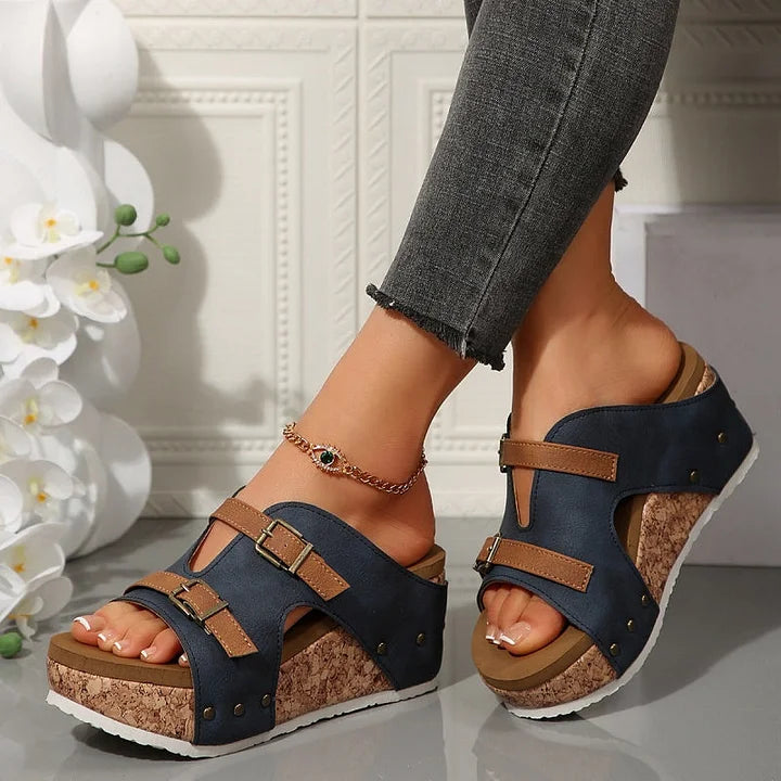 Women's Platform Wedge Sandals with Adjustable Straps and Cushioned Footbed