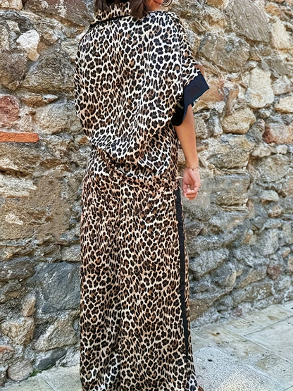 Kinsley | Wide Leg Pants with Fluid Design and Leopard Print