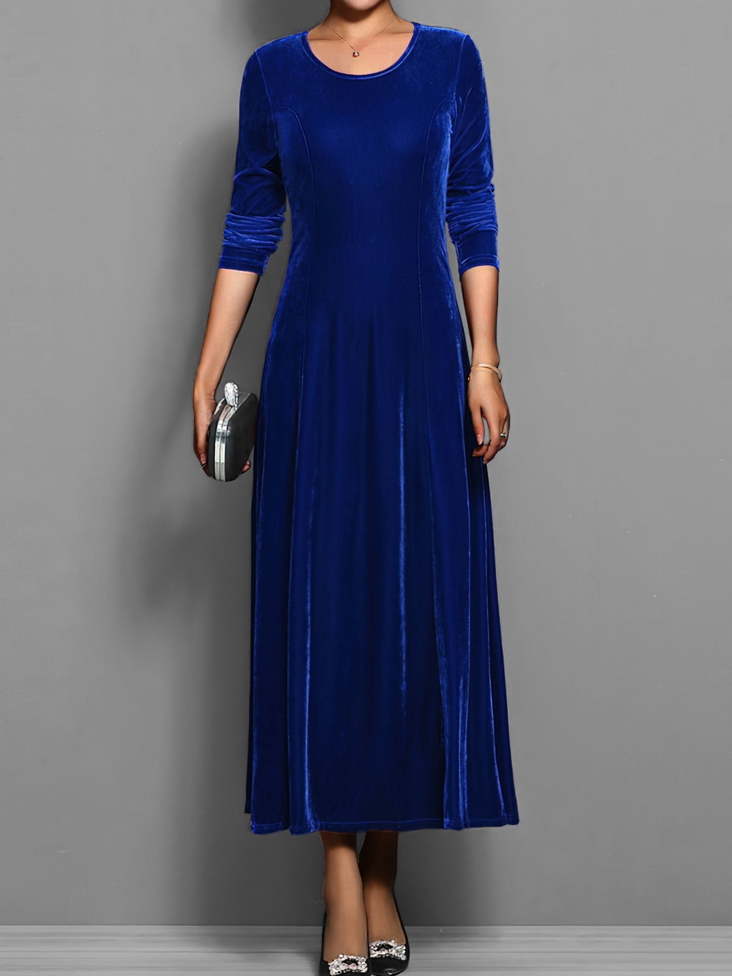 Women's Velvet Dress with Classic Design and Elegant Fit