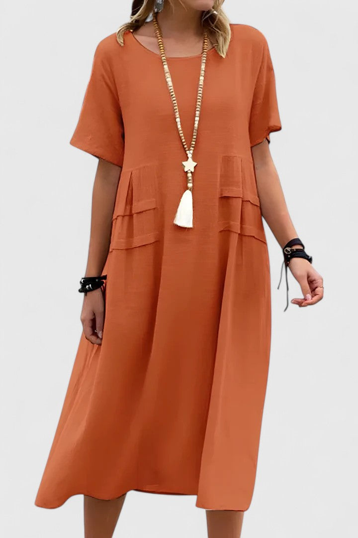 Women's Midi Dress with Side Slit and Fitted Design