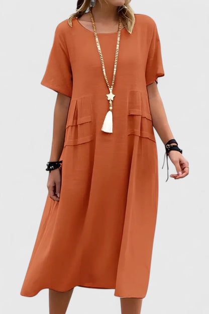 Elegant Flattering Midi Length Luxurious Crepe Fabric With Elongating Silhouette Dress