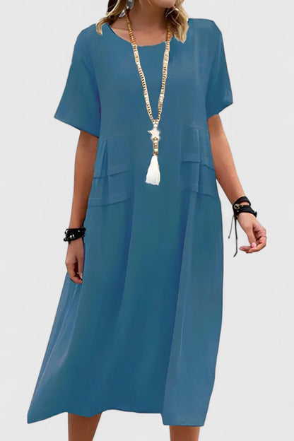 Women's Midi Dress with Side Slit and Fitted Design