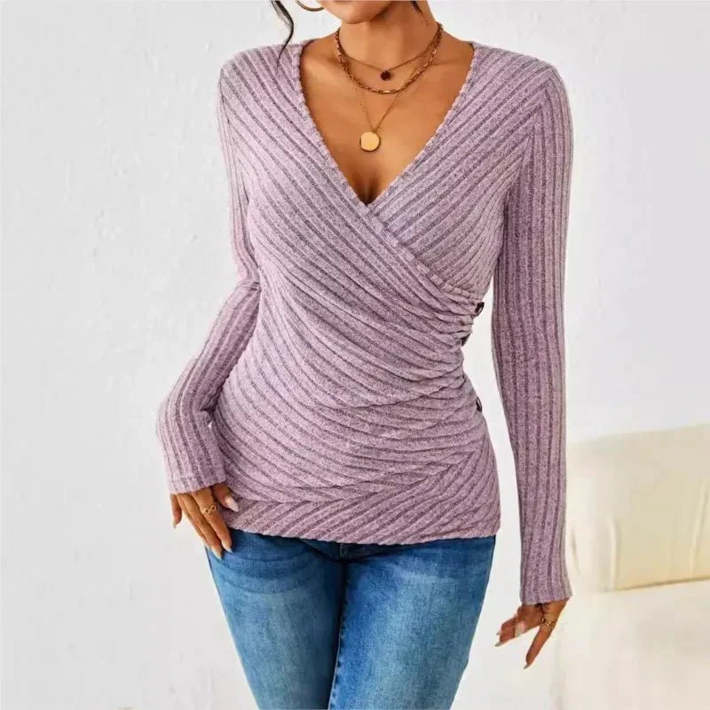Women's Long Sleeve Top with Tummy Control and Stretch Fabric