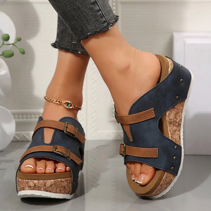 Women's Platform Wedge Sandals with Adjustable Straps and Cushioned Footbed
