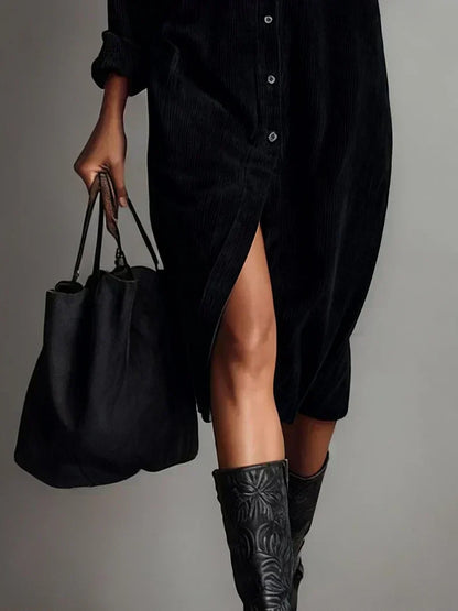 Effortlessly Elegant Flared Hemline Luxurious Velvet Crepe Weave Everyday Wear Dress