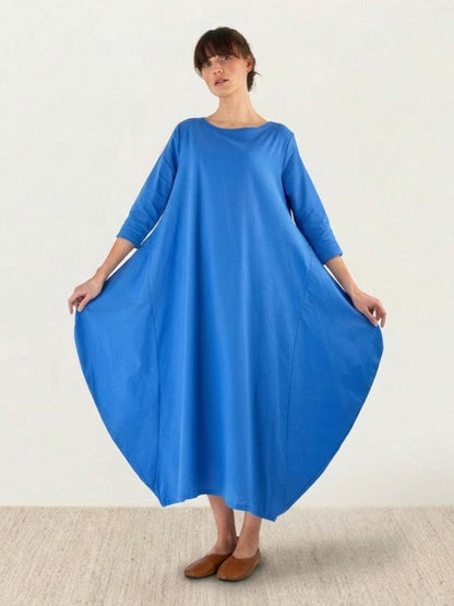 Women's Boho Maxi Dress with 3/4 Sleeves and Flowing Design