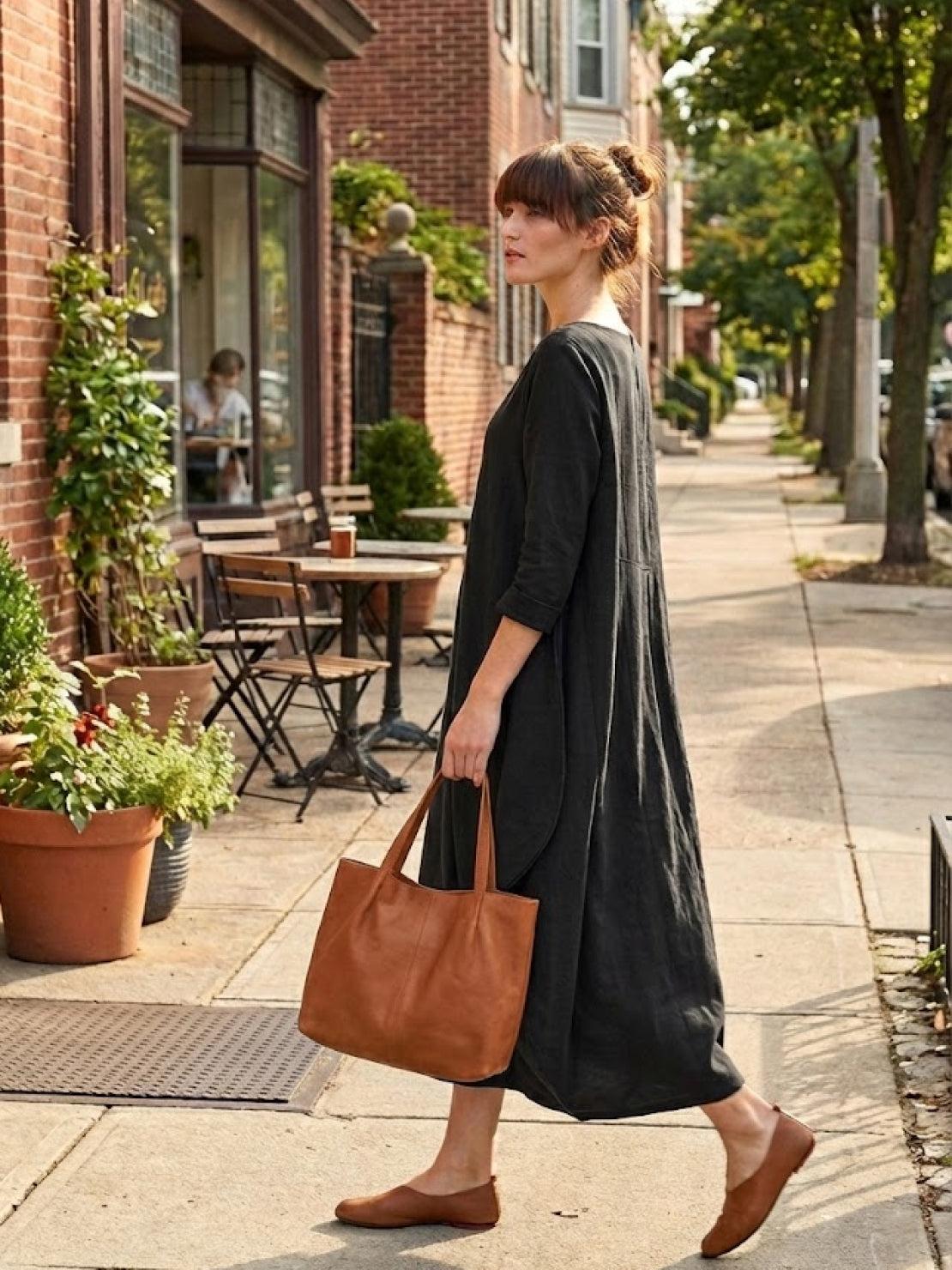 Women's Boho Maxi Dress with 3/4 Sleeves and Flowing Design