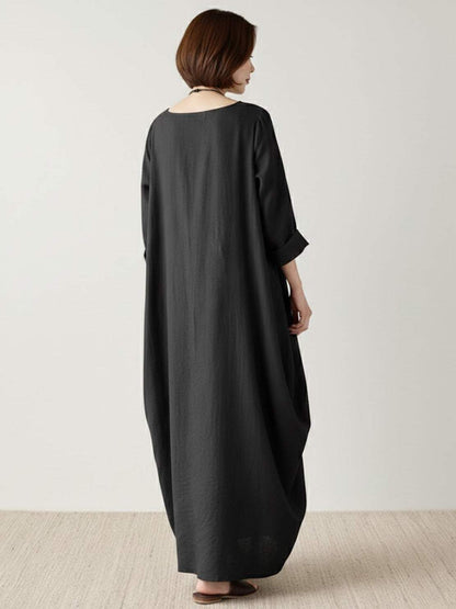 Women's Boho Maxi Dress with 3/4 Sleeves and Flowing Design