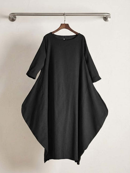 Women's Boho Maxi Dress with 3/4 Sleeves and Flowing Design