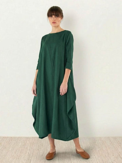 Women's Boho Maxi Dress with 3/4 Sleeves and Flowing Design