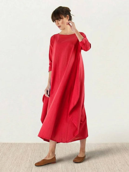 Women's Boho Maxi Dress with 3/4 Sleeves and Flowing Design