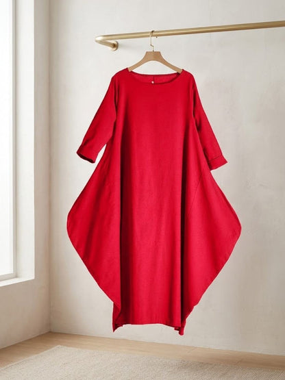 Women's Boho Maxi Dress with 3/4 Sleeves and Flowing Design