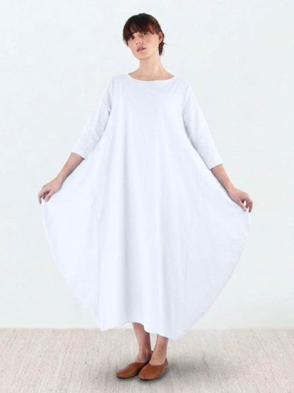 Women's Boho Maxi Dress with 3/4 Sleeves and Flowing Design