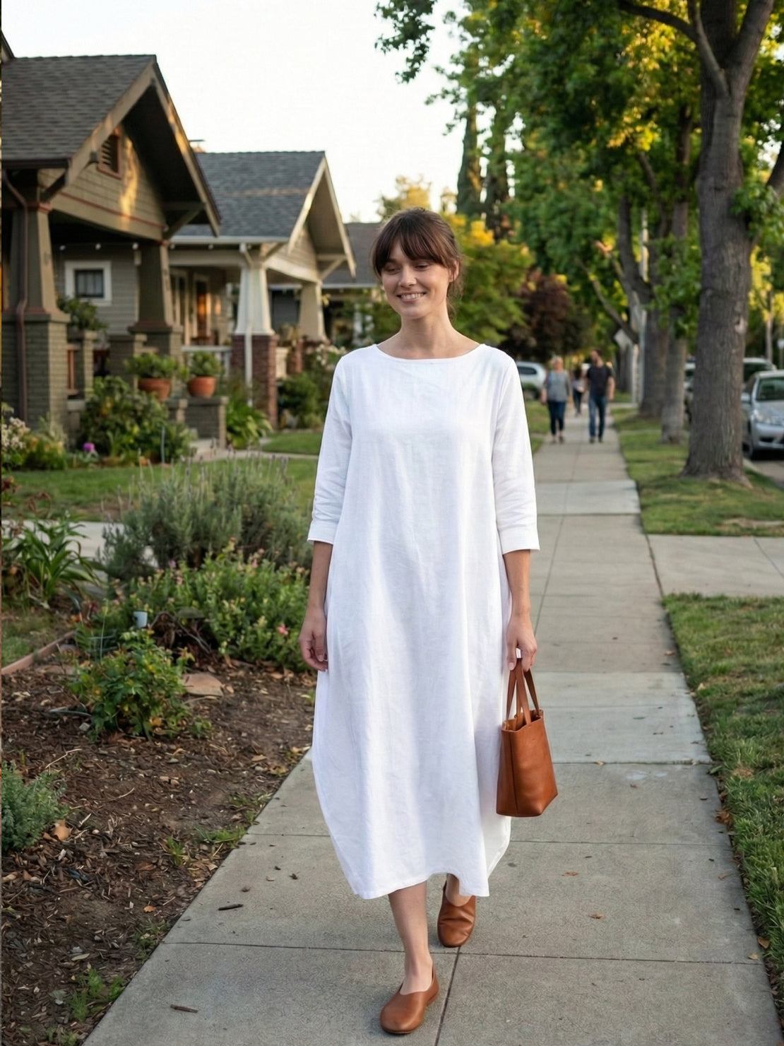 Women's Boho Maxi Dress with 3/4 Sleeves and Flowing Design
