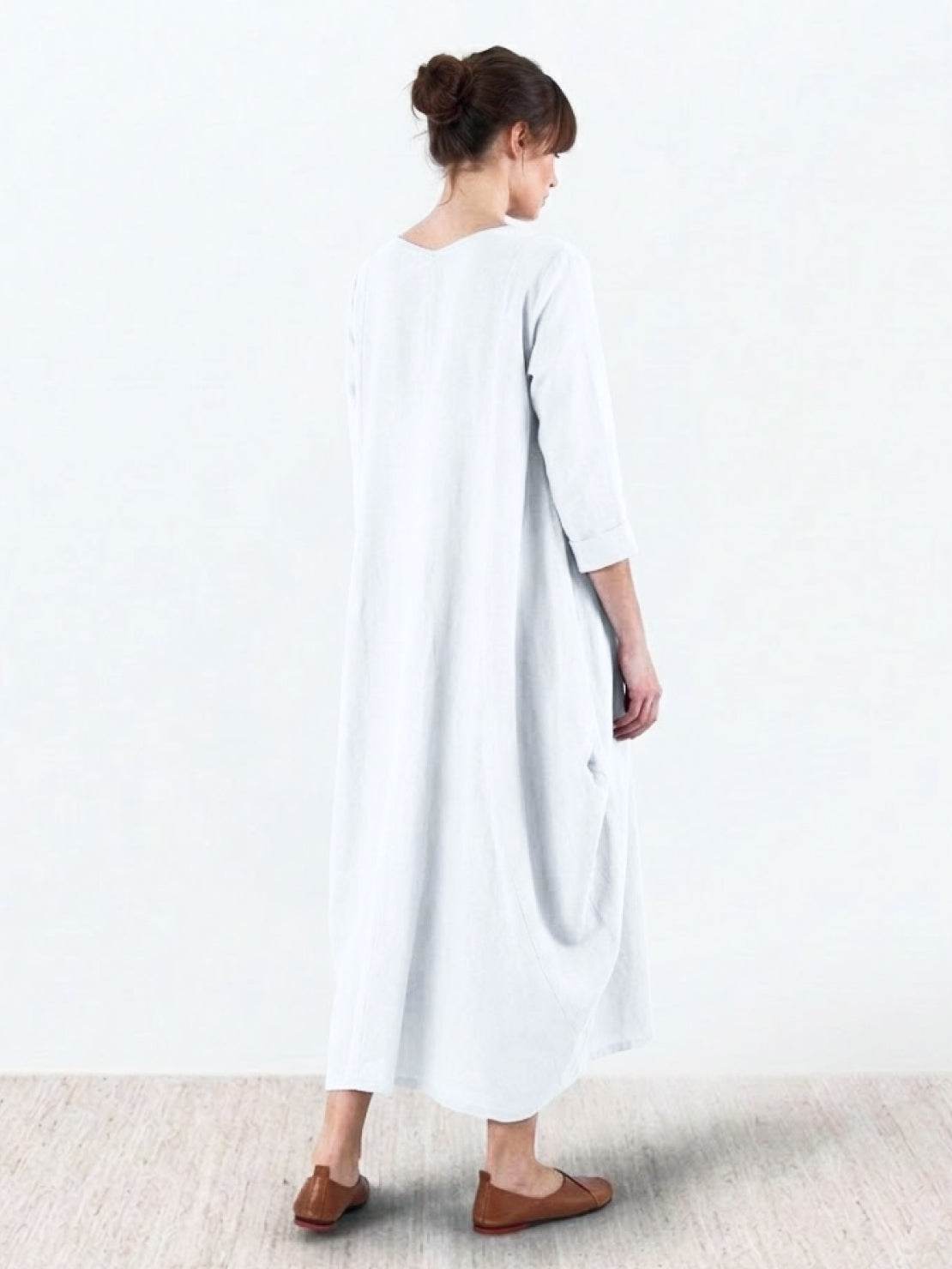 Women's Boho Maxi Dress with 3/4 Sleeves and Flowing Design