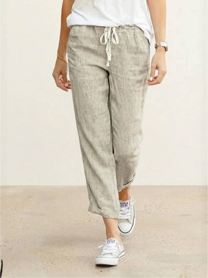 Brielle | Drawstring Straight-Leg Trousers with Adjustable Waist