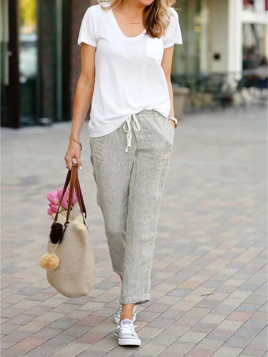 Brielle | Drawstring Straight-Leg Trousers with Adjustable Waist