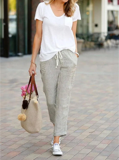 Brielle | Drawstring Straight-Leg Trousers with Adjustable Waist
