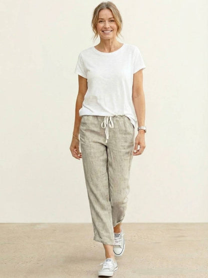 Brielle | Drawstring Straight-Leg Trousers with Adjustable Waist