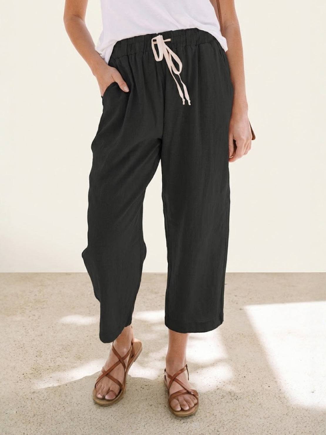 Brielle | Drawstring Straight-Leg Trousers with Adjustable Waist