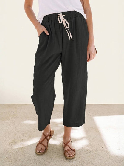 Brielle | Drawstring Straight-Leg Trousers with Adjustable Waist