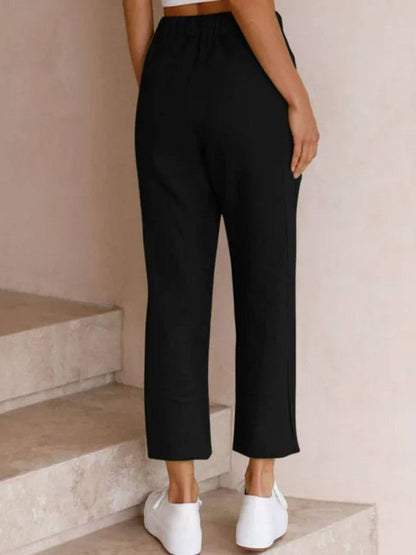 Brielle | Drawstring Straight-Leg Trousers with Adjustable Waist