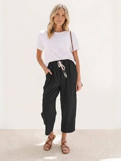 Brielle | Drawstring Straight-Leg Trousers with Adjustable Waist